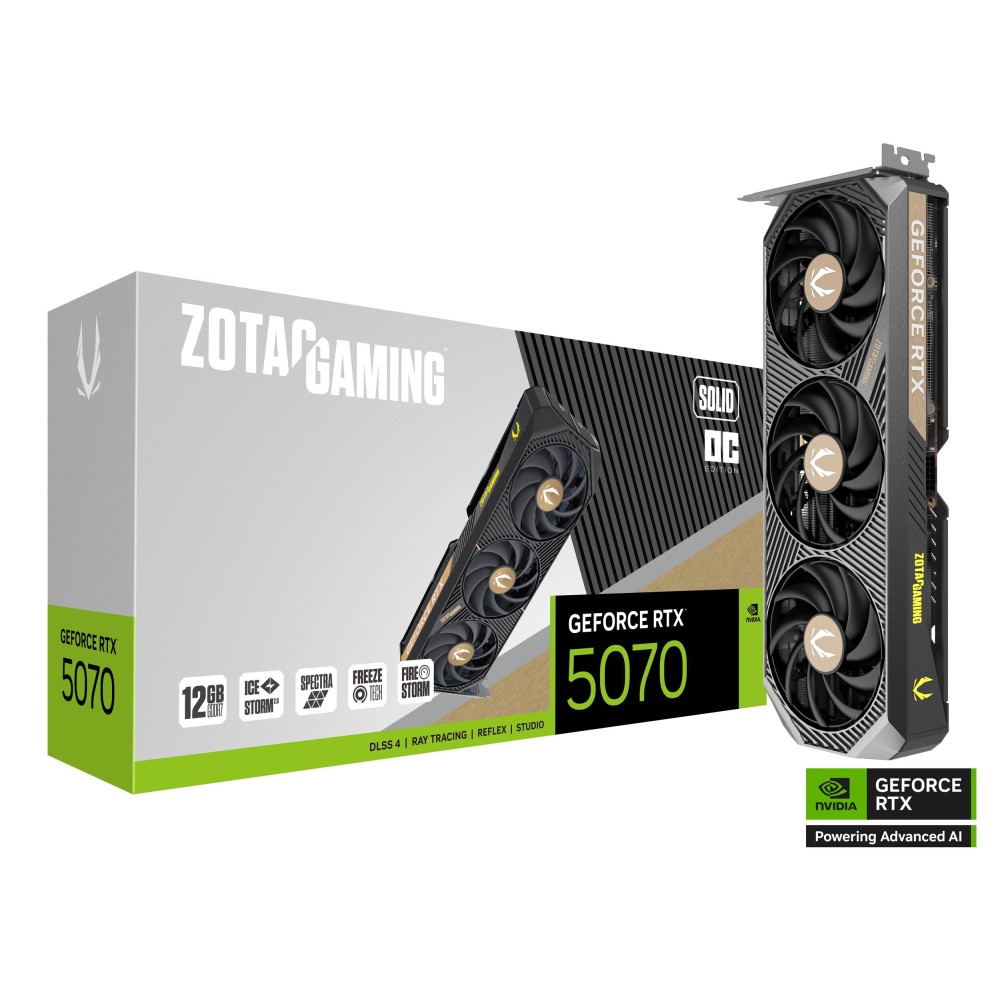 TARJETA DE VIDEO ZOTAC (ZT-B50700J-10A) RTX 5070 SOLID OC 12GB GDDR7,P