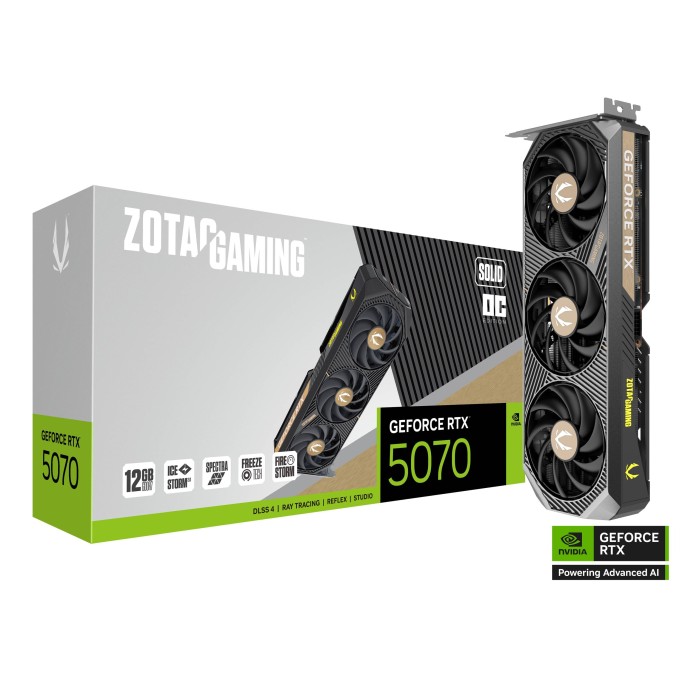 TARJETA DE VIDEO ZOTAC (ZT-B50700J-10A) RTX 5070 SOLID OC 12GB GDDR7,P