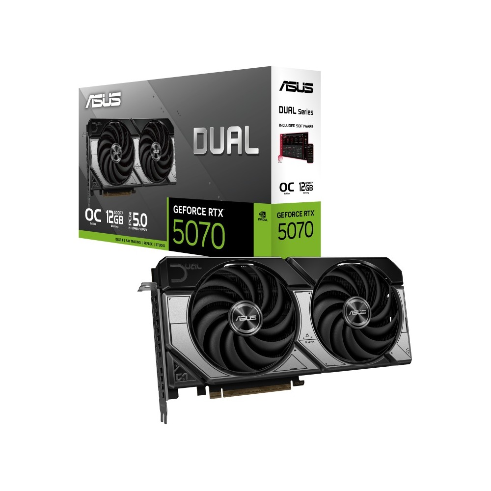 TARJETA DE VIDEO ASUS (DUAL-RTX5070-O12G) 192BIT, PCI-E 5.0,HDMI,3*DP,
