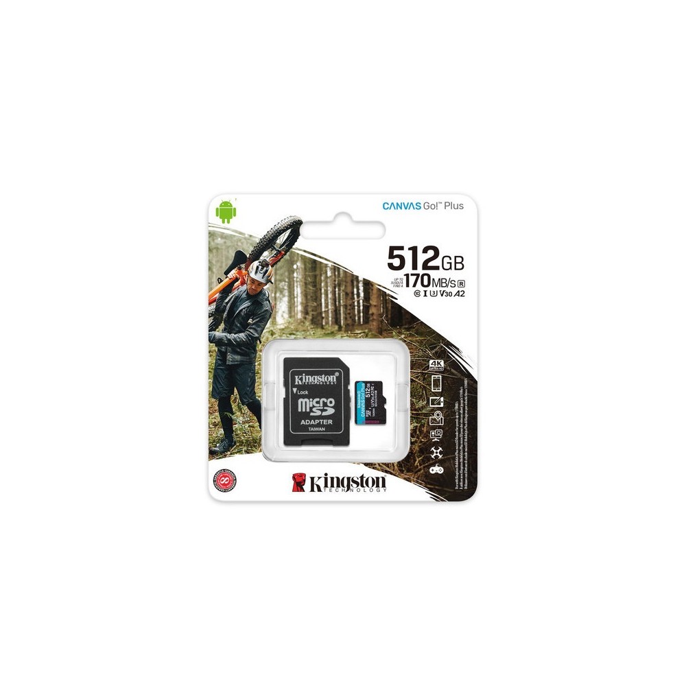 MEMORIA KINGSTON MICRO SDXC CANVAS GO PLUS 170R A2 U3 V30 (SDCG3/512G)