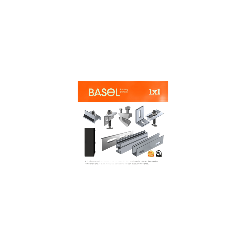 Sistema de Montaje Solar BASEL / Flat Roof Single Row / 1 Modulo / Rie