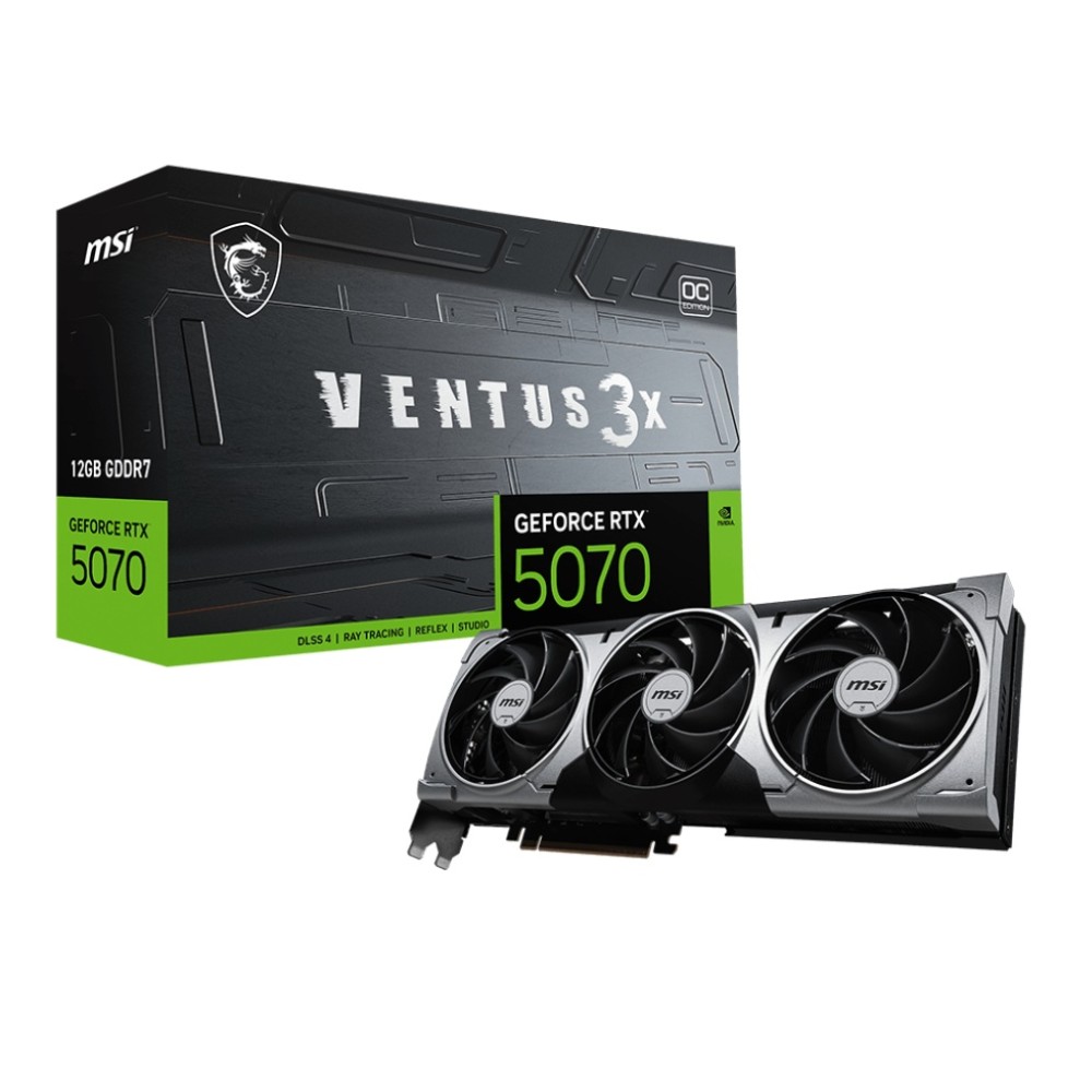 TARJETA DE VIDEO MSI (RTX 5070 12G VENTUS 3X OC) 12GB DDR7, 2557 MHZ,