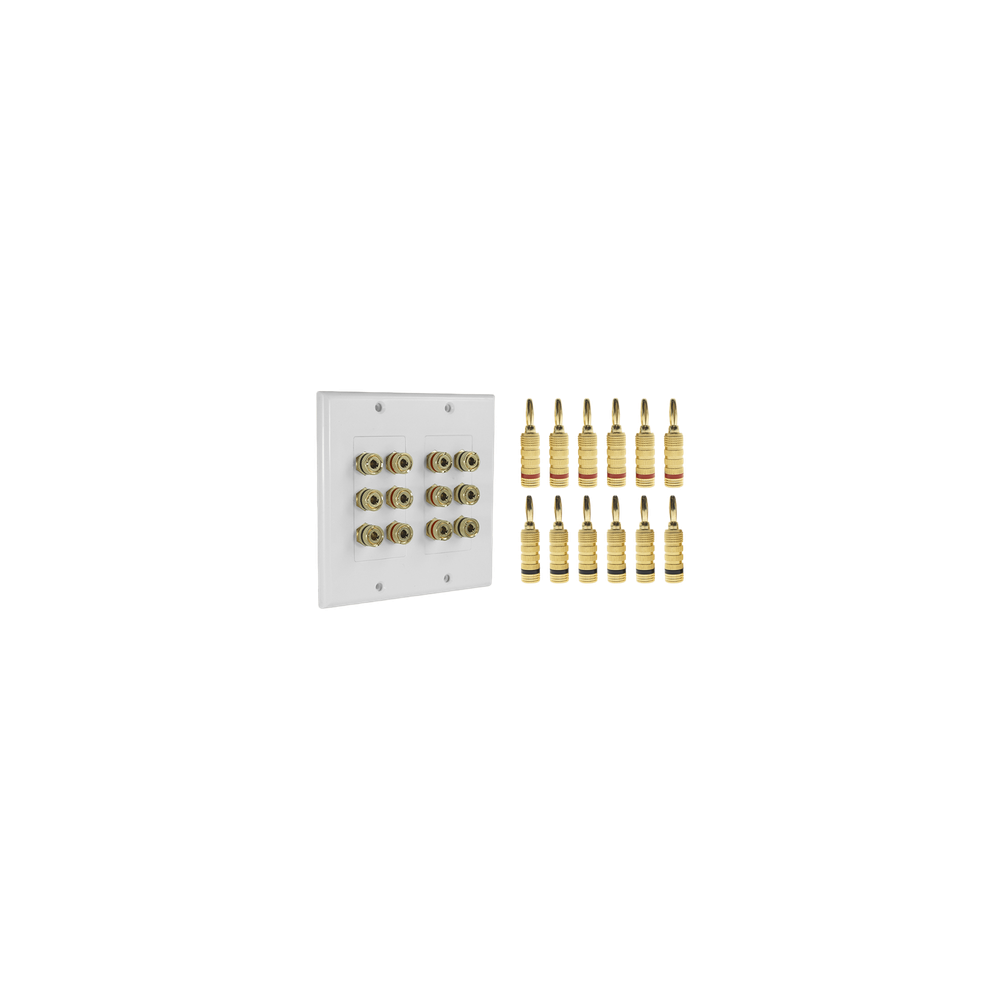 Placa de Pared para Altavoces / 6 Canales / 12 Postes Banana / Chapado