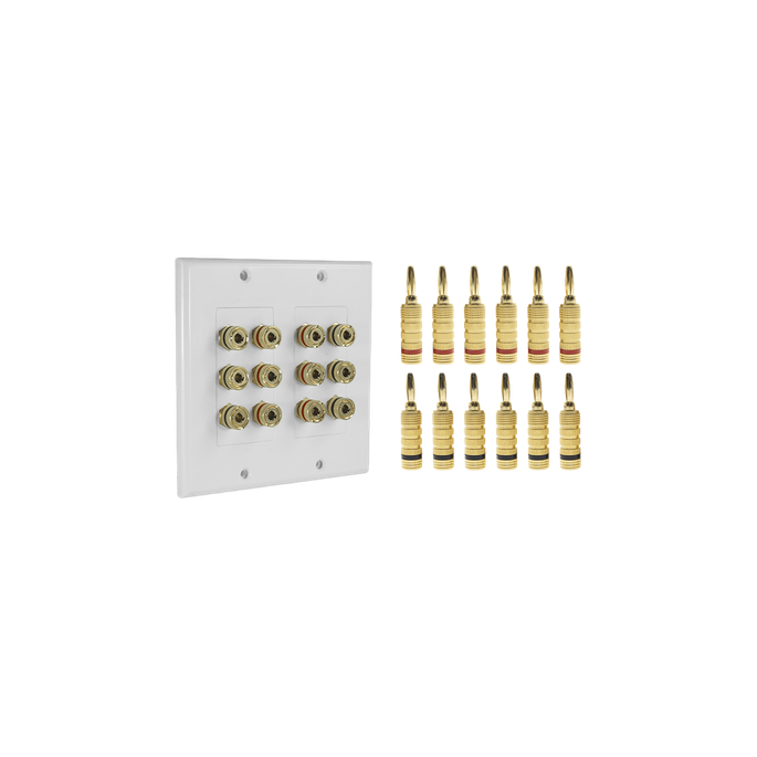 Placa de Pared para Altavoces / 6 Canales / 12 Postes Banana / Chapado