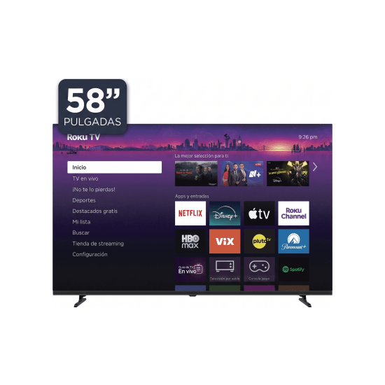 SmartTV QLED / 58 Pulgadas / 4K UHD / Roku TV / Contraste 5000:1 / Wi-