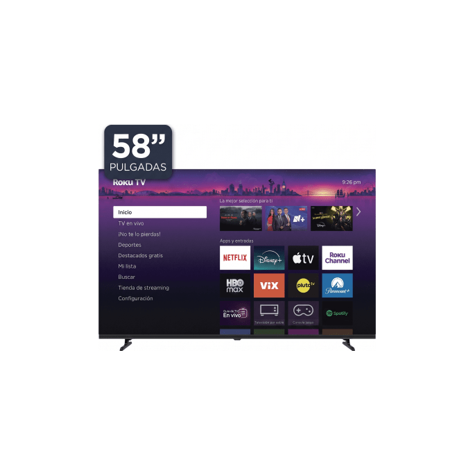 SmartTV QLED / 58 Pulgadas / 4K UHD / Roku TV / Contraste 5000:1 / Wi-