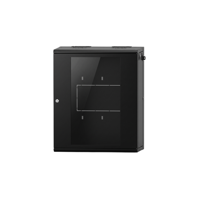 Gabinete Rack / 16 UR / Montaje Pared / Puerta Cristal Templado / Carg