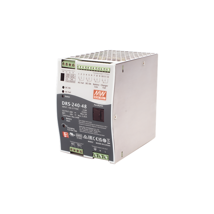 Fuente de Poder Industrial / 240W / Salida 48Vcc / 5A / Cargador de Ba