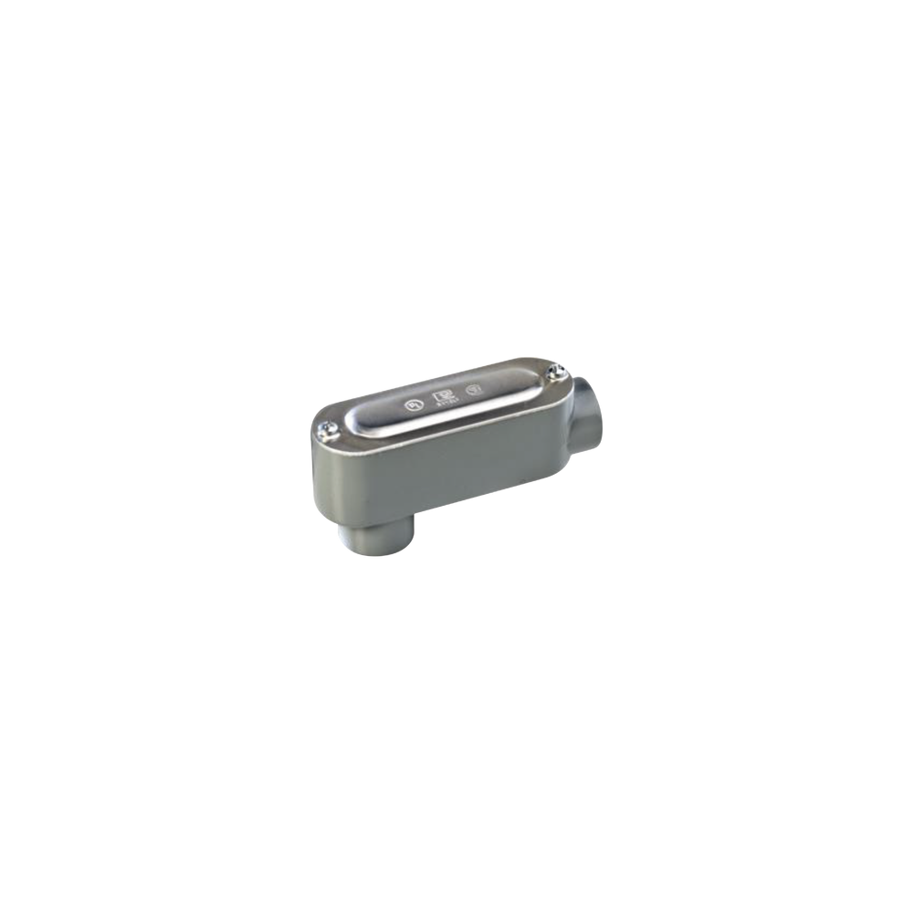 Caja oval roscada tipo LB de 1 1/2" (38.1mm) incluye tapa y tornillos.