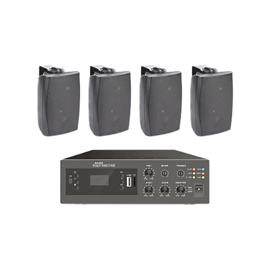 KIT de Amplificador de 240W para Escritorio | 4 Altavoces de Pared col
