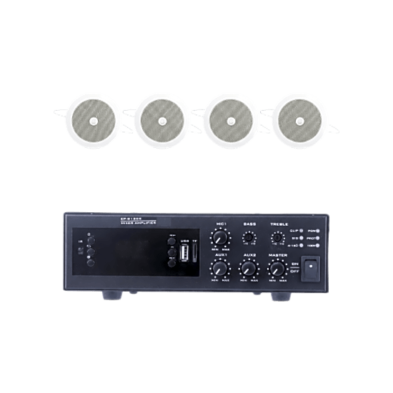 KIT de Amplificador de 120W para Escritorio | 4 Altavoces de Plafón de