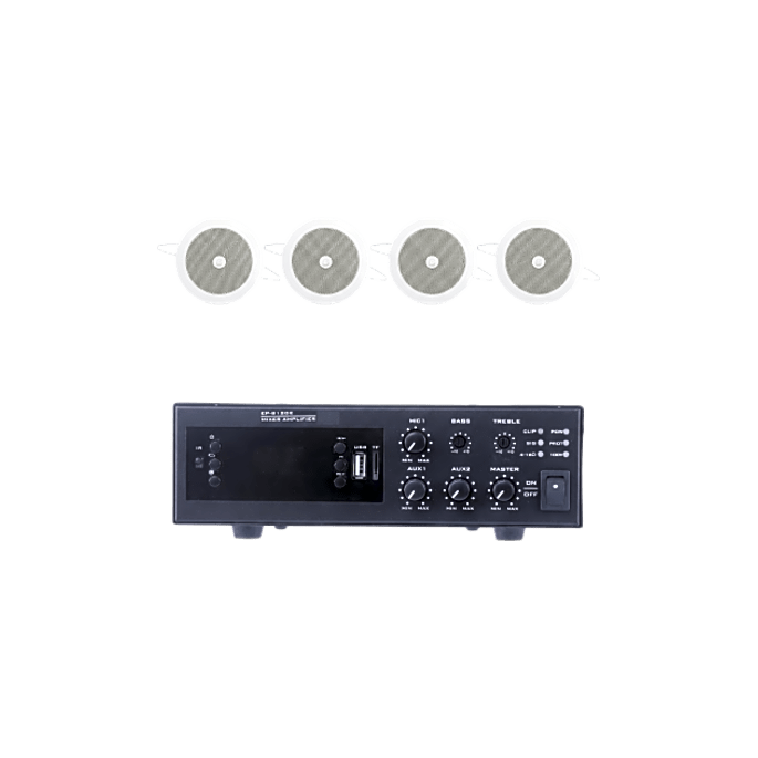 KIT de Amplificador de 120W para Escritorio | 4 Altavoces de Plafón de
