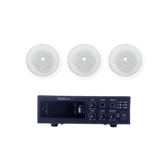 KIT de Amplificador de 120W para Escritorio | 3 Altavoces de Plafón de