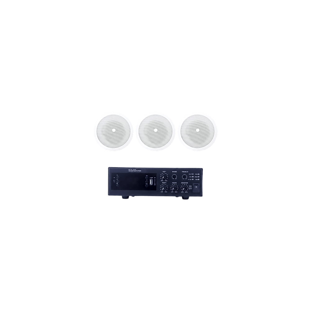 KIT de Amplificador de 120W para Escritorio | 3 Altavoces de Plafón de
