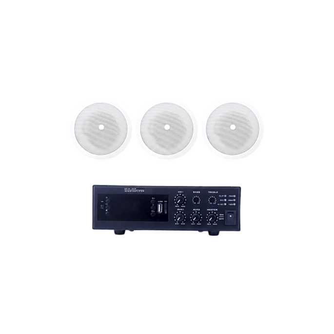 KIT de Amplificador de 120W para Escritorio | 3 Altavoces de Plafón de