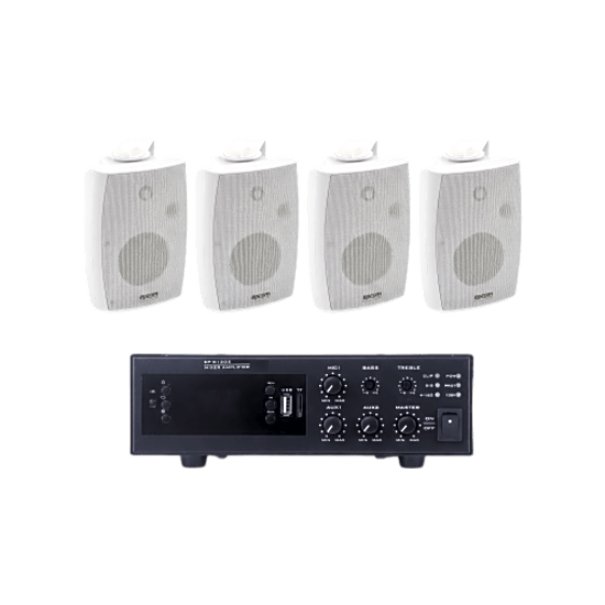 KIT de Amplificador de 120W para Escritorio | 4 Altavoces de Pared col