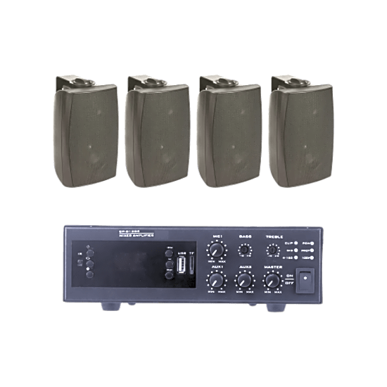 KIT de Amplificador de 120W para Escritorio | 4 Altavoces de Pared col
