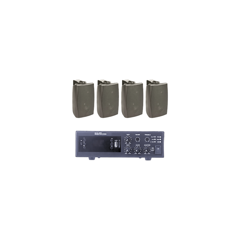 KIT de Amplificador de 120W para Escritorio | 4 Altavoces de Pared col