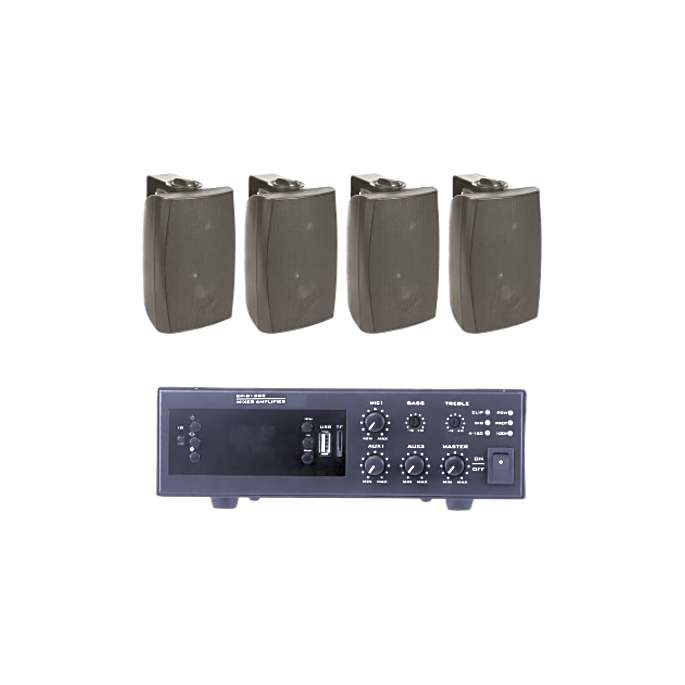 KIT de Amplificador de 120W para Escritorio | 4 Altavoces de Pared col