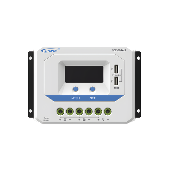 Controlador Solar de Carga PWM 12/24V 60 A, Salida USB, con Display
