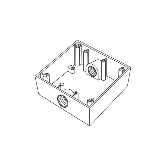 Caja Cuadra de 3/4" a Prueba de Intemperie/ Cuenta con 2 salidas.