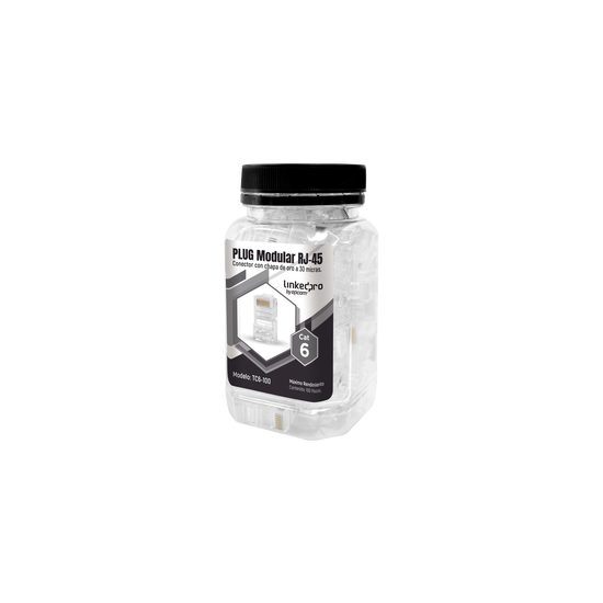 Bote con 100 Piezas de Plug Modular RJ45 Cat6 sin Blindaje, Chapado de