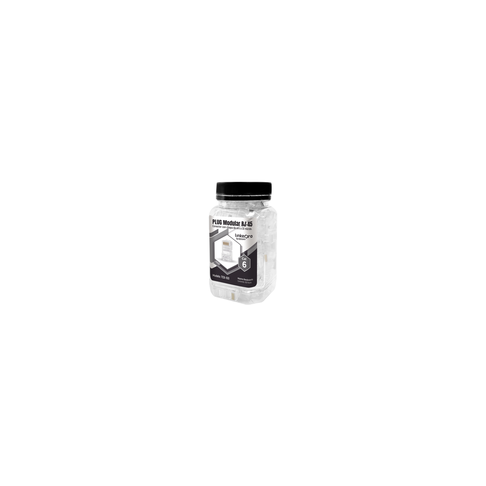 Bote con 100 Piezas de Plug Modular RJ45 Cat6 sin Blindaje, Chapado de