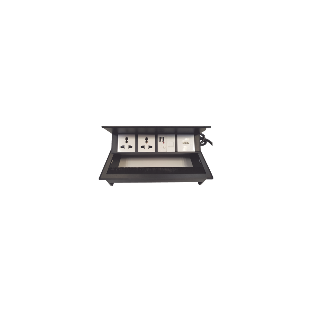 Caja Hub de Escritorio / 2 Contactos Universales / HDMI + RJ45 Cat6 /