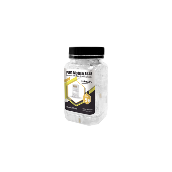 Bote con 100 Piezas de Plug Modular RJ45 Cat5e sin Blindaje, Chapado d