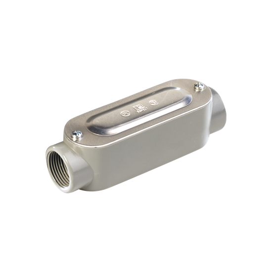 Caja oval roscada tipo C de 1 1/2" (38.1 mm) Incluye tapa y tornillos.
