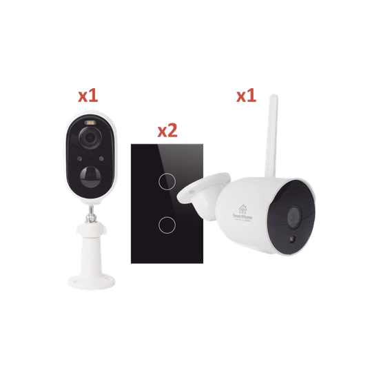 Kit de Automatización / WiFi 2.4 GHz / 2 Cámaras + 2 Apagadores Triple