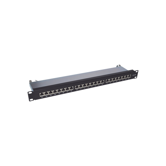 Panel de Parcheo / 24 Puertos / Cat6A Blindado / 1U Rack / T568A/B / 0