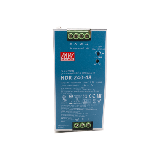 Fuente de Poder Industrial / 240 Watts / 48 VCD / 5 Amp / Montaje Riel
