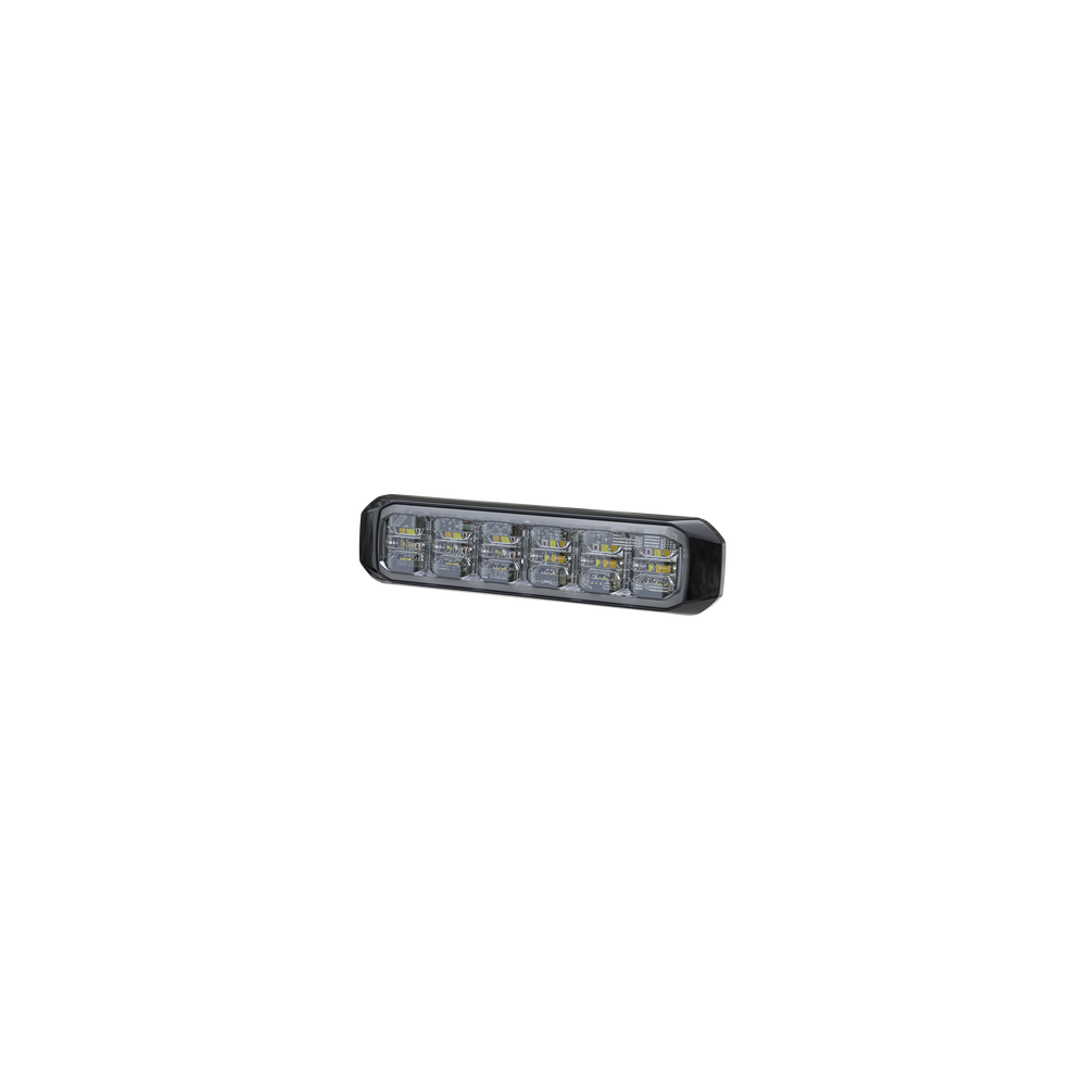 Luz Auxiliar de 18 LED, SAE, Tricolor, Bisel Negro, Rojo/Blanco/Azul,