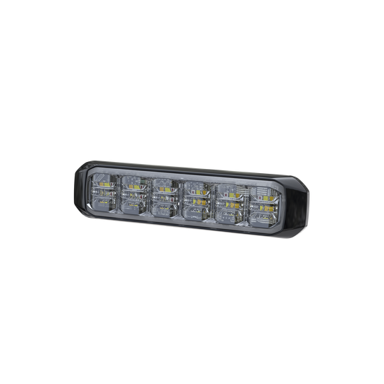 Luz Auxiliar de 18 LED, SAE, Tricolor, Bisel Negro, Rojo/Blanco/Ambar,