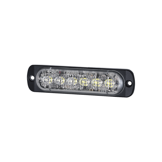 Luz Auxiliar de 12 LED, Rojo/Claro, SAE, Bisel Negro, Lente Transparen