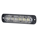 Luz Auxiliar de 12 LED, Rojo/Claro, SAE, Bisel Negro, Lente Transparen