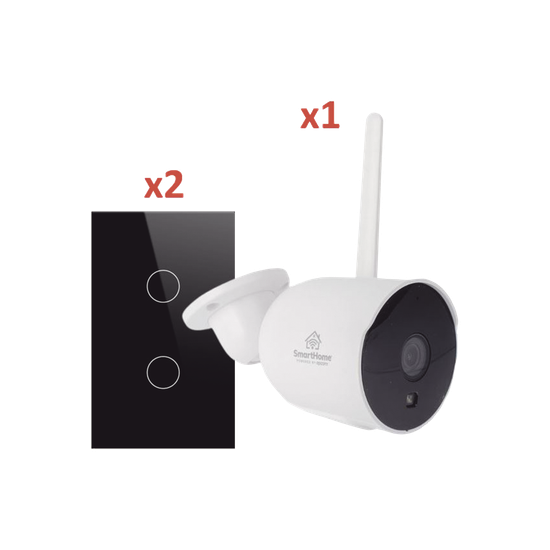 Kit Domótica WiFi / 1 Cámara + 2 Apagadores Triple / 2.4 GHz / 120mm x