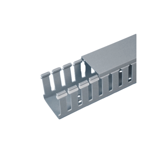 Canaleta Ranurada de PVC con Tapa, Tipo F, 57.2 mm de Ancho, 53.8 mm d