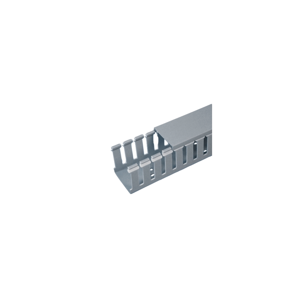 Canaleta Ranurada de PVC con Tapa, Tipo F, 57.2 mm de Ancho, 53.8 mm d