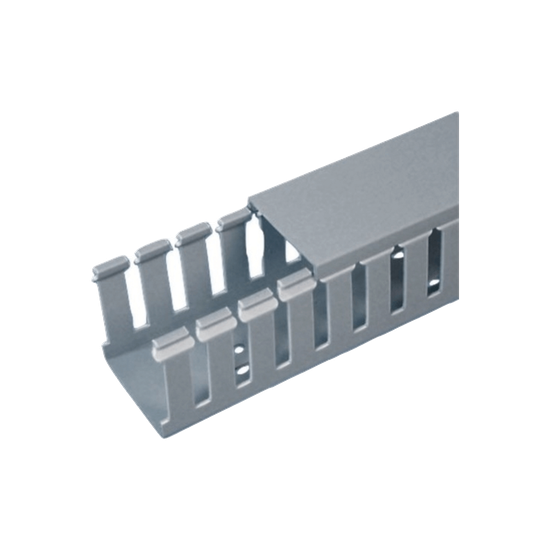 Canaleta Ranurada de PVC con Tapa, Tipo F, 57.2 mm de Ancho, 53.8 mm d