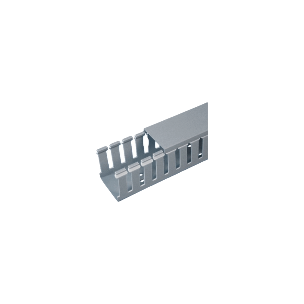 Canaleta Ranurada de PVC con Tapa, Tipo F, 57.2 mm de Ancho, 53.8 mm d