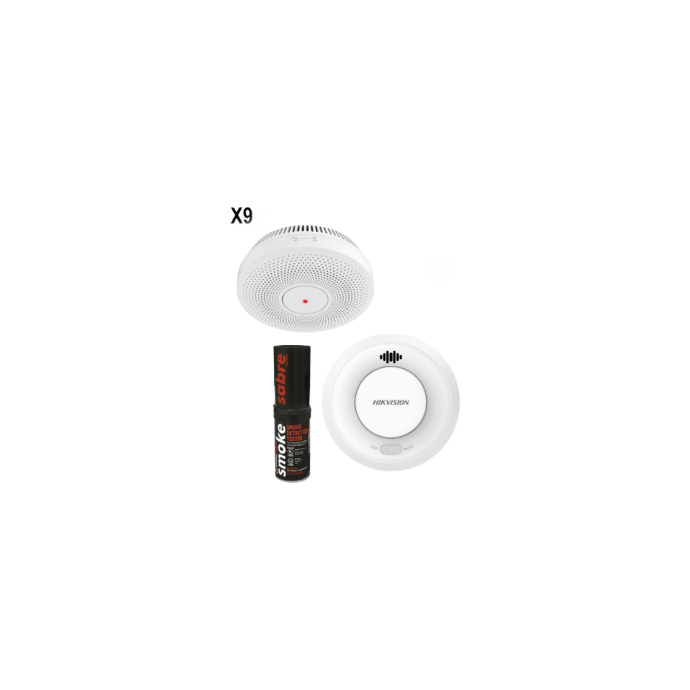 Kit de Detección de Humo / 9 Detectores Interlink + Hub Wi-Fi / Interc