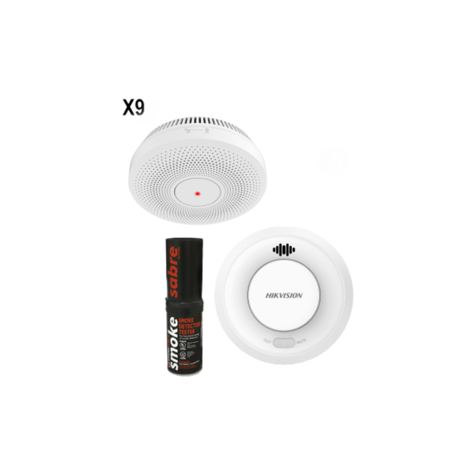 Kit de Detección de Humo / 9 Detectores Interlink + Hub Wi-Fi / Interc