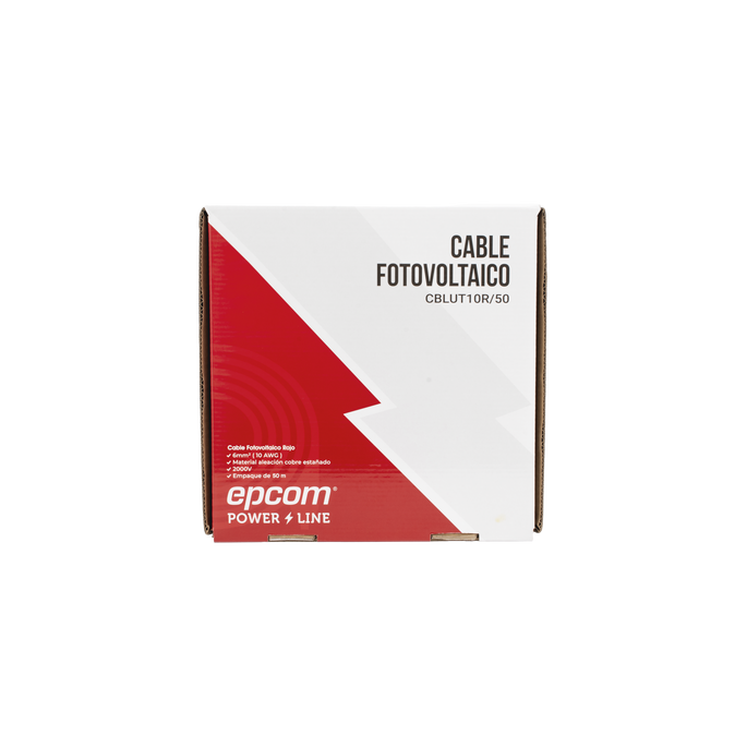 Cable Fotovoltaico Rojo / Cobre Estañado / 6 mm² (10 AWG) / 2000V / Ro