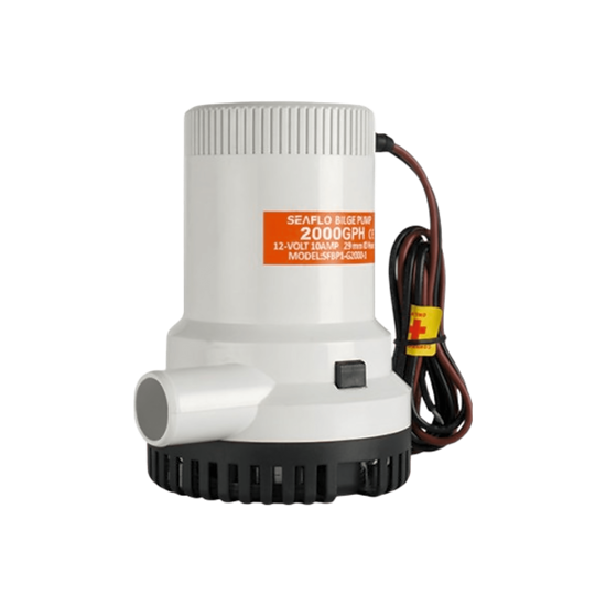 Bomba de Achique / 2000 GPH (7571 LPH) / 12V CD / Eje de Acero Inoxida