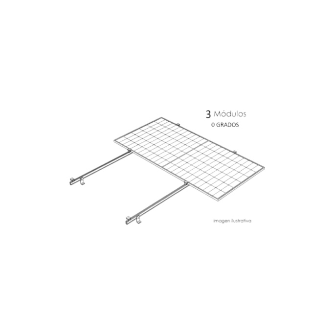 Sistema de Montaje Solar / Techo Plano Single Row / 1 Módulo / Riel N-