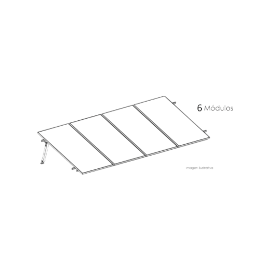 Estructura de Montaje Fotovoltaico / Losa Plana / Configuración 1x3 /