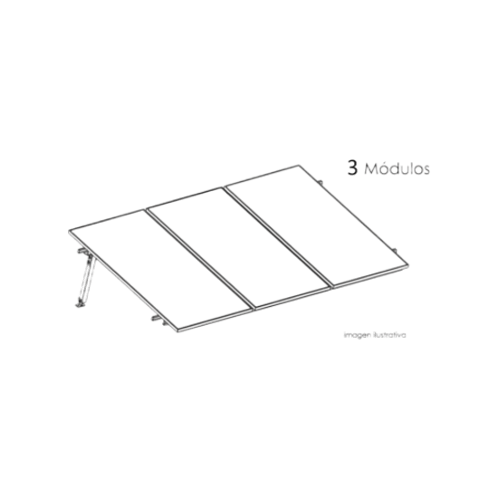 Estructura de Montaje Fotovoltaico / Losa Plana / Configuración 1x3 /