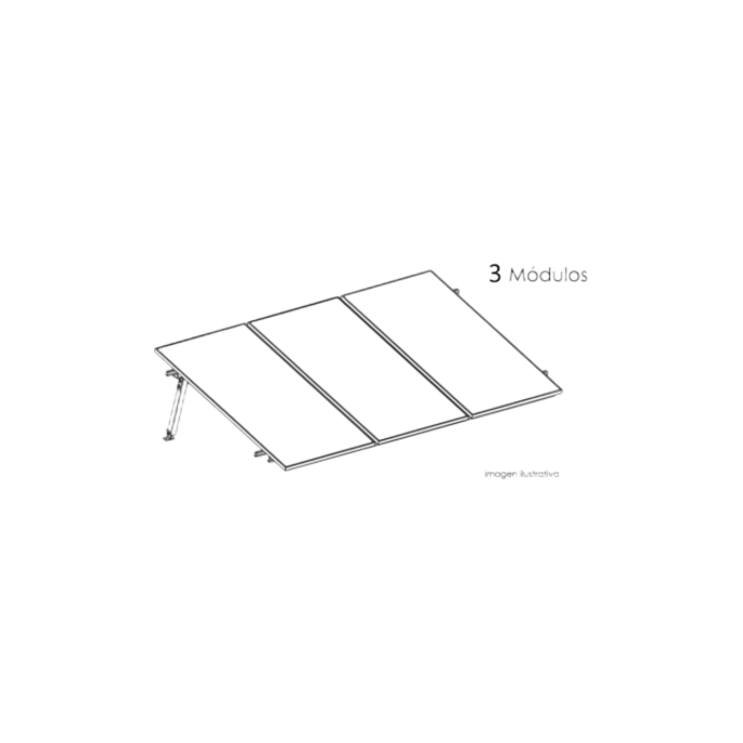 Estructura de Montaje Fotovoltaico / Losa Plana / Configuración 1x3 /